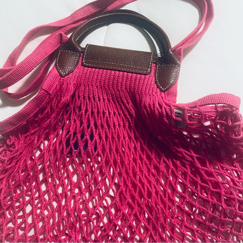 NWT Longchamp Le Pliage Filet Knit L Mesh Bag in Candy Pink - Picture 14 of 16